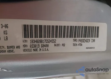 2007 Dodge Caliber z USA, uszkodzony, nr VIN 1B3HB28B17D524552